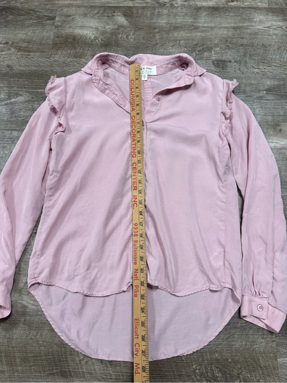 Cloth & Stone by Anthropologie Pink Frayed Ruffle Sleeve Top Size Small